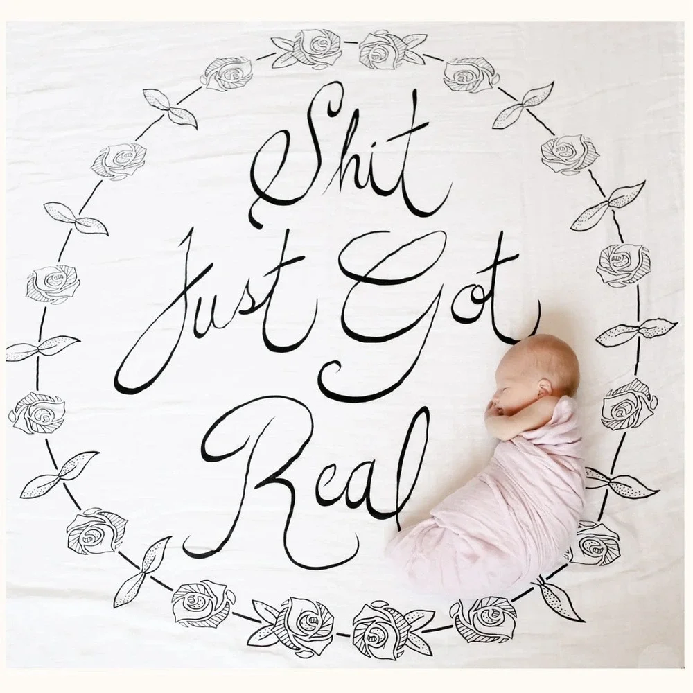 Shit Just Got Real Coveted Things Organic Cotton White Blanket Scarf Swaddle